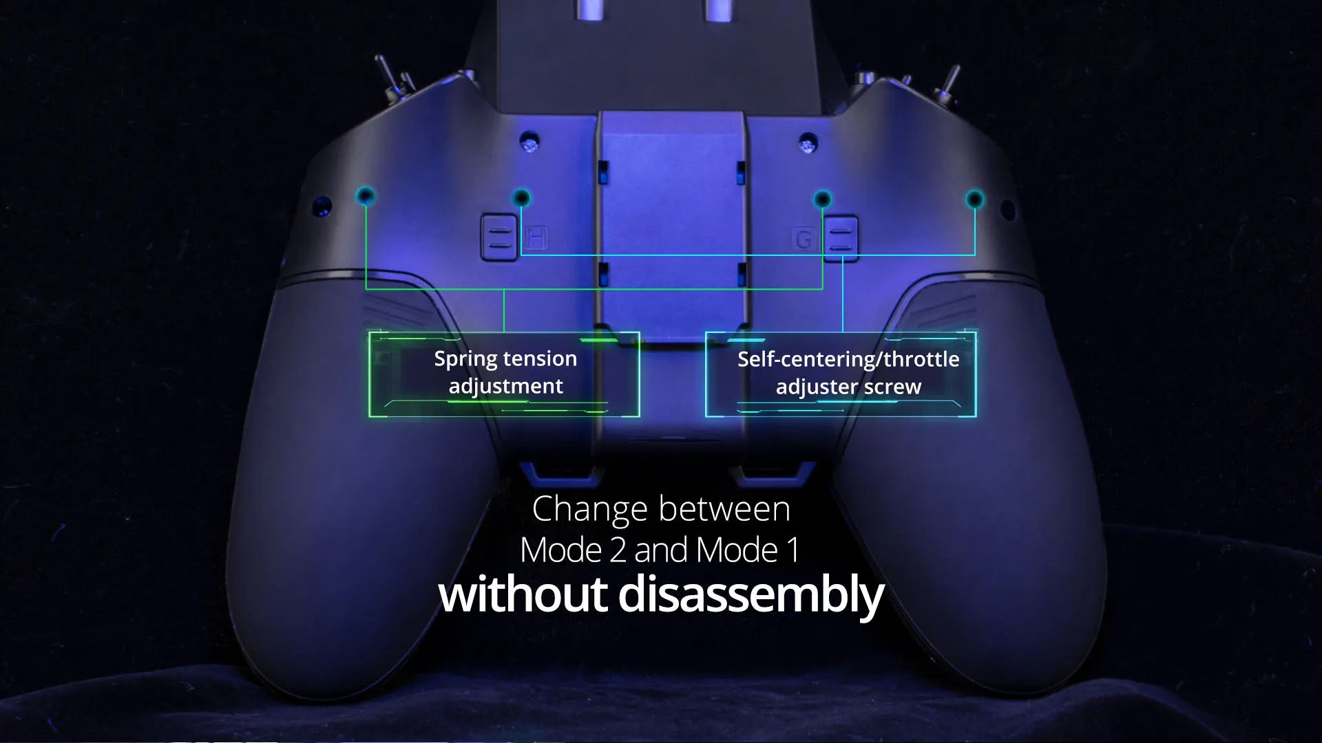 Spring tension Self-centering/throttle adjustment adjuster screw Change between Mode 2 and Mode