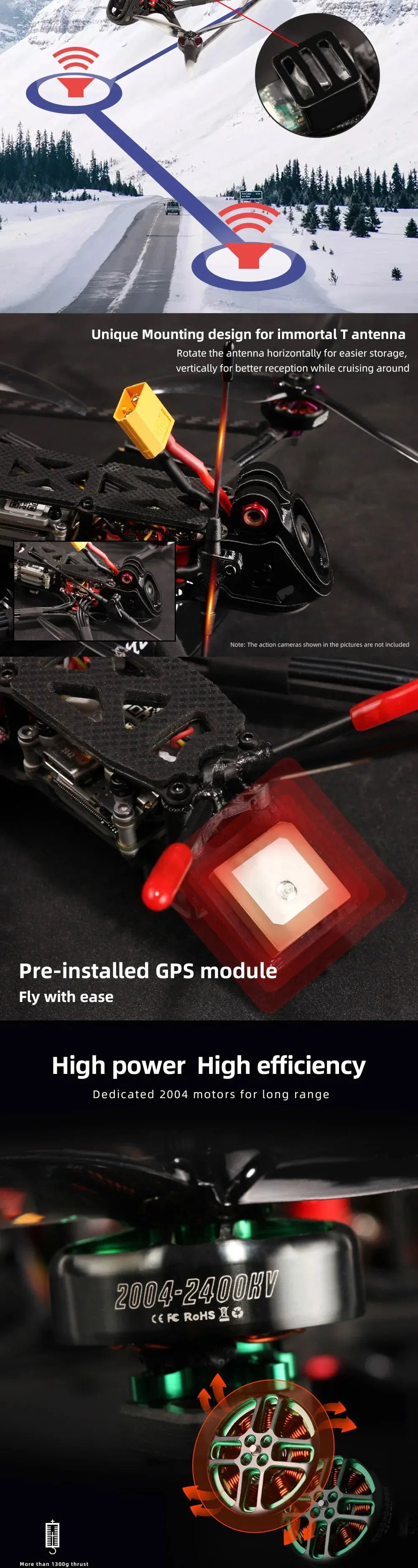 HGLRC Rekon 5 Mini Long Range Quad Digital Version - DJI O3 AIR UNIT 4S/6S 2004 Motor GPS For RC FPV Quadcopter Freestyle Drone 8 HGLRC Rekon 5 Mini Long Range Quad Digital Version, action cameras shown the pictures are not included Pre-installed GPS module Fly with ease High