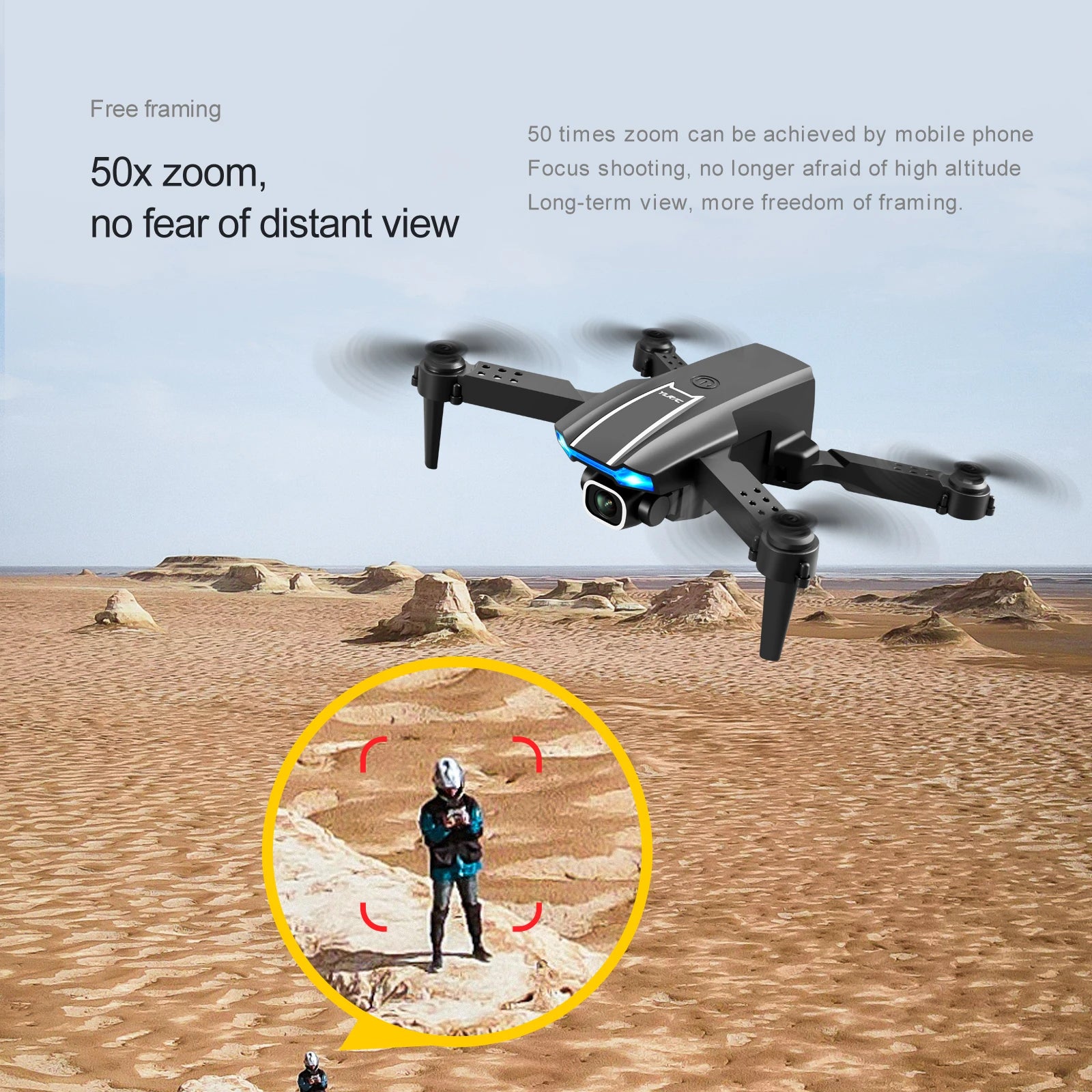 KBDFA S65 4K Mini Drone, free framing 50 times zoom can be achieved by mobile phone 50