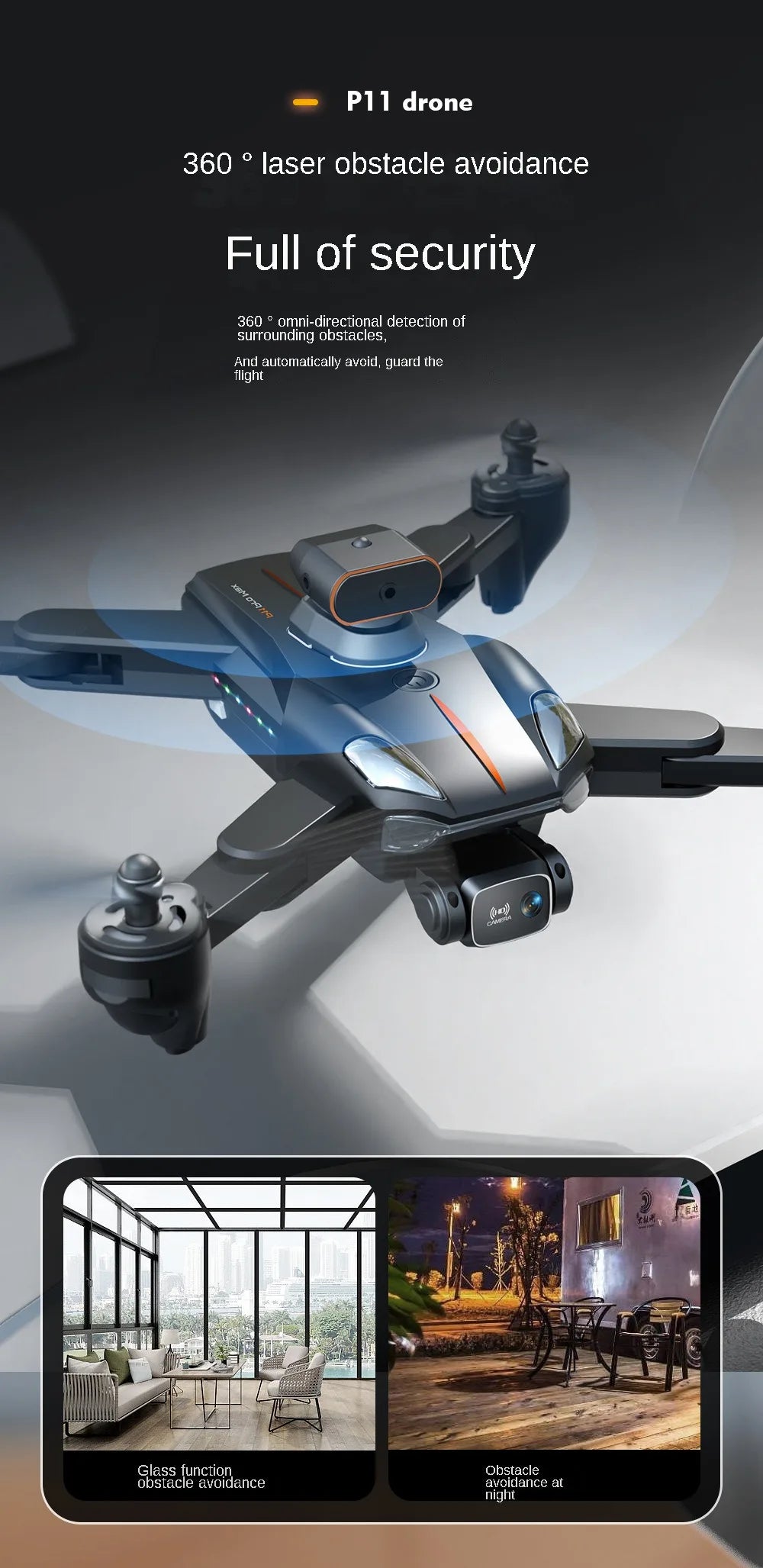 P11 Drone - GPS rc distance 2km 8K HD dual camera with 5G WIFI wide angle FPV real-time transmission professional drone 22 P11 Drone, p11 drone 360 laser obstacle avoidance full of security 360