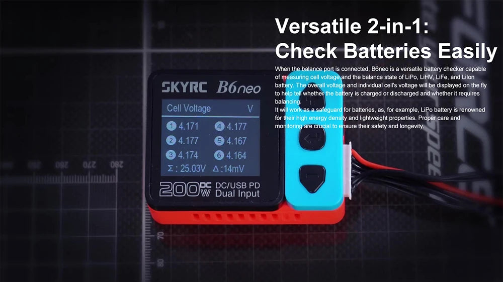 2023 SkyRC B6neo Smart Charger, BBneo is versatile baltery checker capable easuring cell
