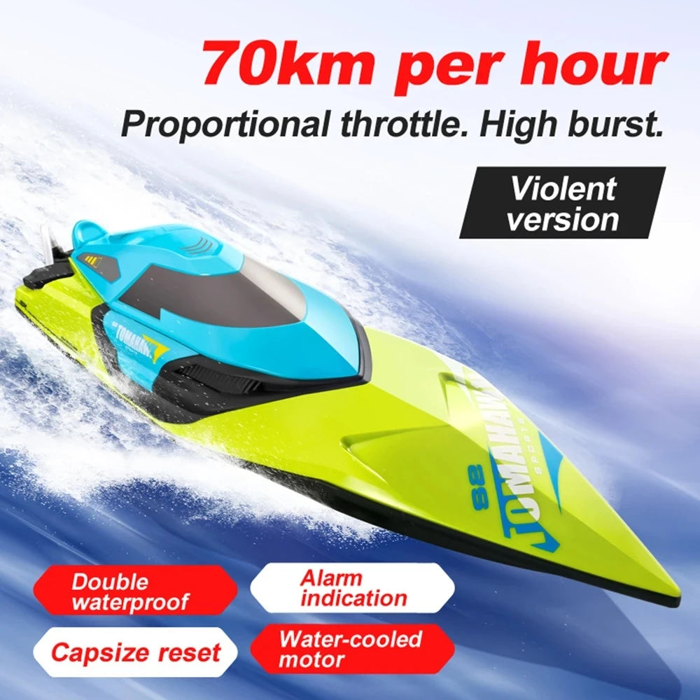 Tccicadas 50CM RC Boat, High-speed RC boat with proportional throttle, waterproofing, and smart features, including dual alarms and 200M range.