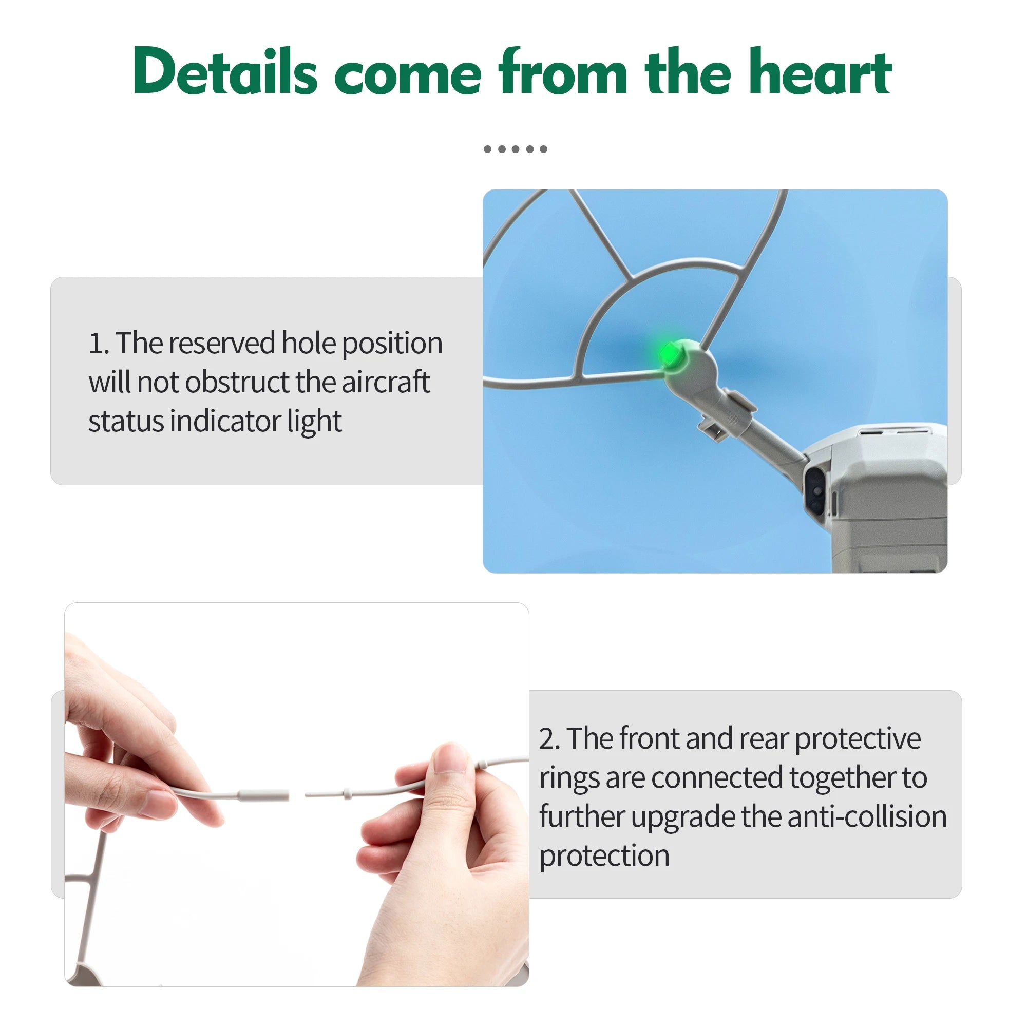For DJI Mini 4 Pro Propeller Guard - Blade Protective Cover Anti-collision Ring Landing Gear Foldable Extended Legs 19 For DJI Mini 4 Pro Propeller Guard, the reserved hole position willnot obstruct the aircraft statusindicatorlight .