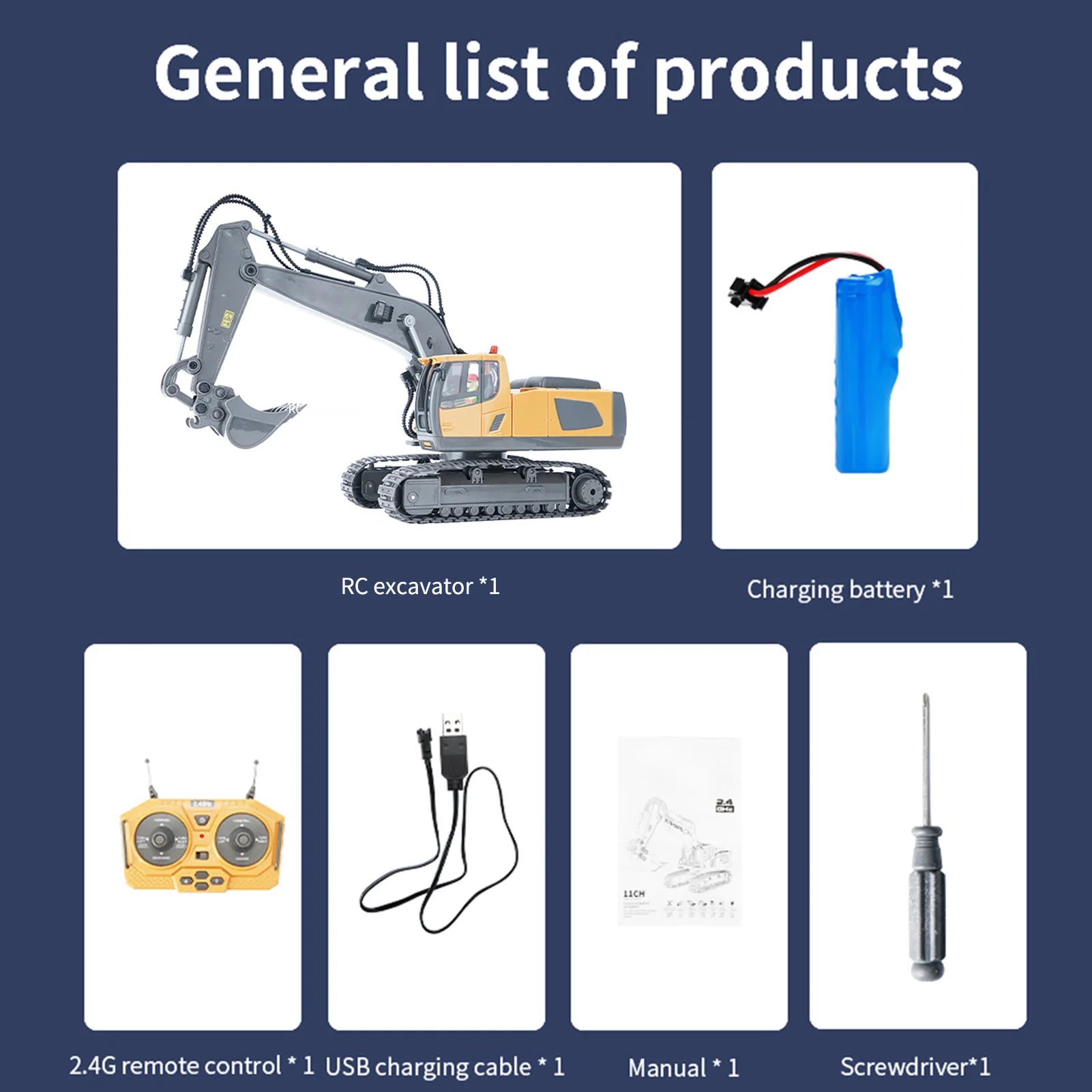 general list of products RC excavator 1 Charging battery *1 Hch 