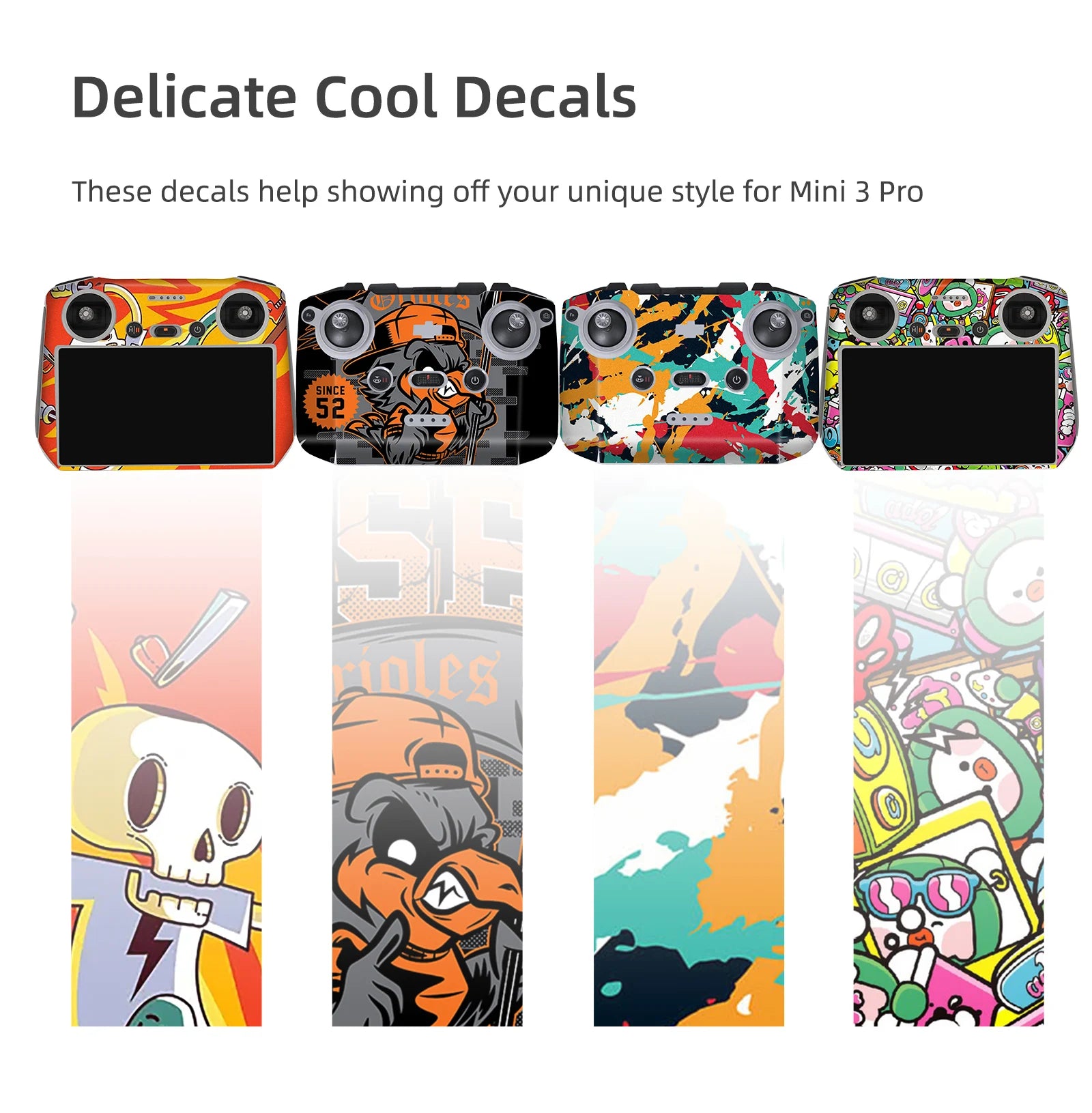 For DJI Mini 3 Pro Stickers Drone Protective Film Waterproof Remote Decals Full Cover Skin For DJI Mini 3 Pro Drone Accessories 34 Delicate Cool Decals These decals help showing off your unique style for Mini 3 Pro