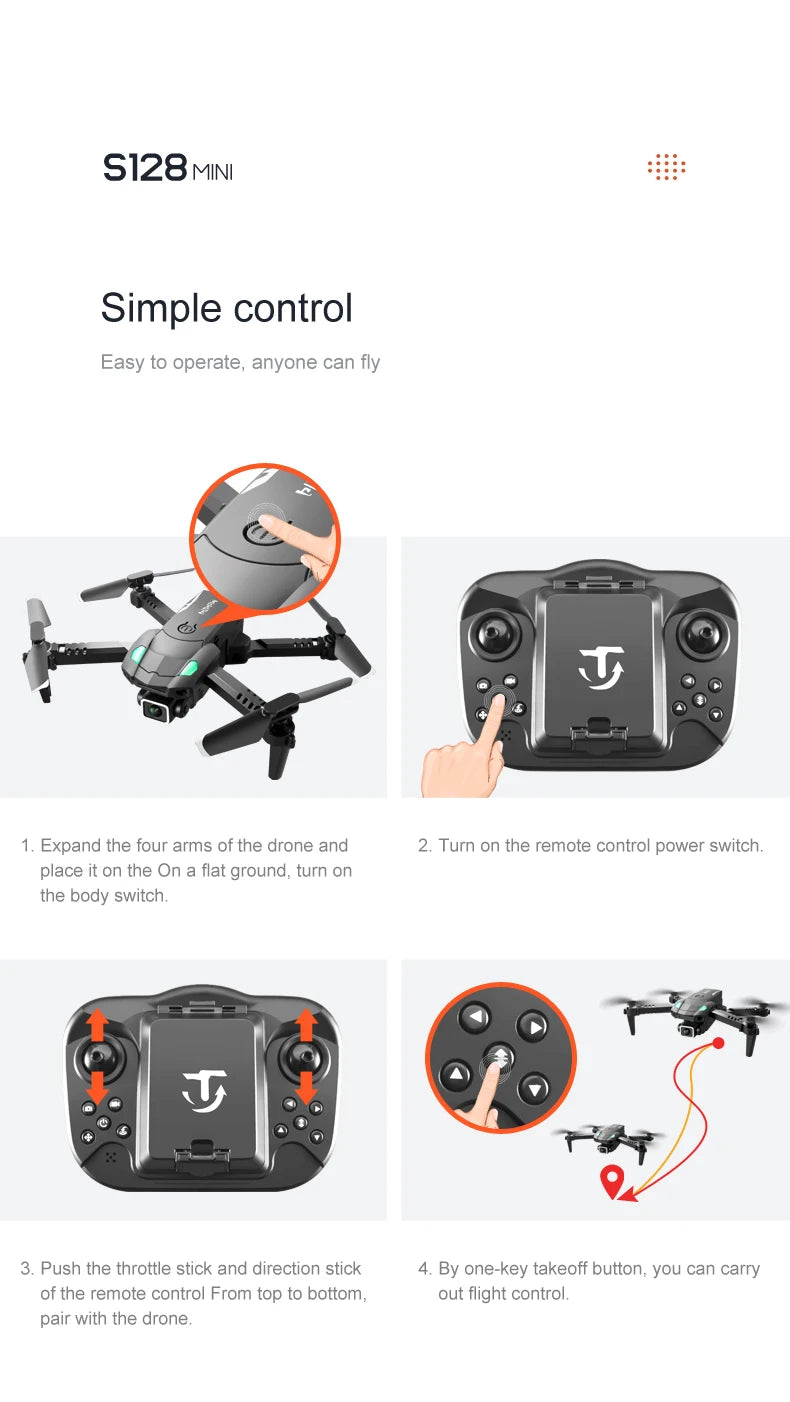 KBDFA S128 Mini Drone - 4K HD Camera Three-sided Obstacle Avoidance Air Pressure Fixed Height Professional Foldable Quadcopter Toy 33 KBDFA S128 Mini Drone, s128mini simple control easy to operate, anyone can fly