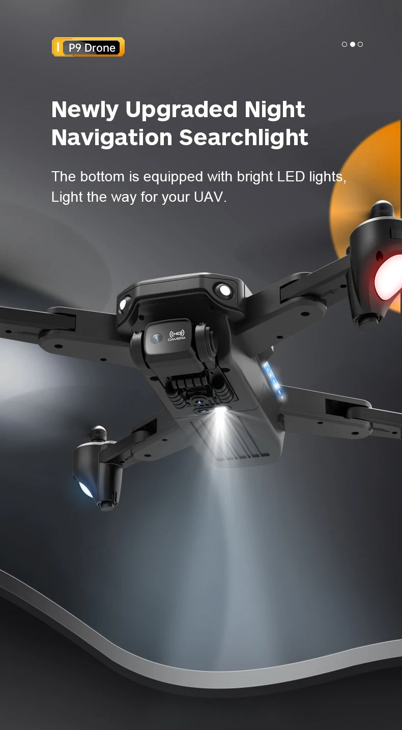 P9 Drone, p9 drone newly upgraded night navigation searchlight the bottom is equipped