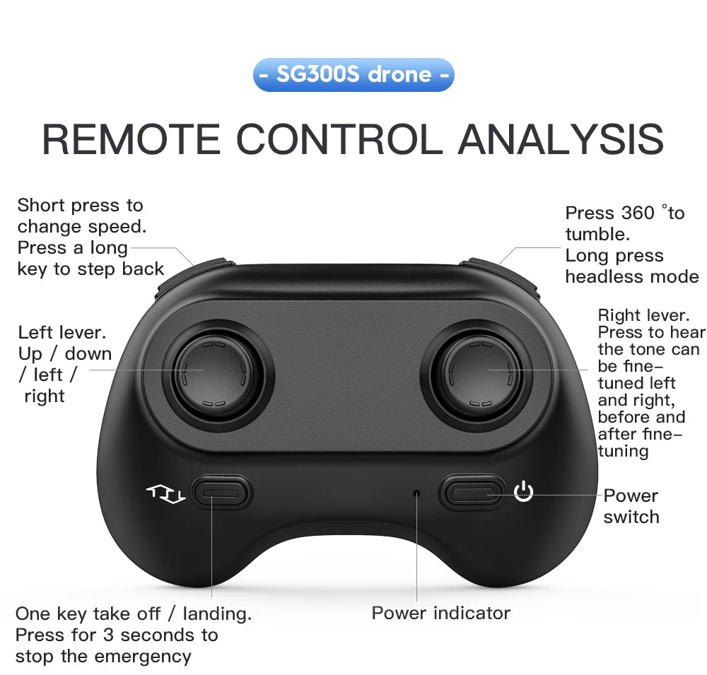 SG300/SG300S Mini Drone, sg3oos drone remote control analysis short press to