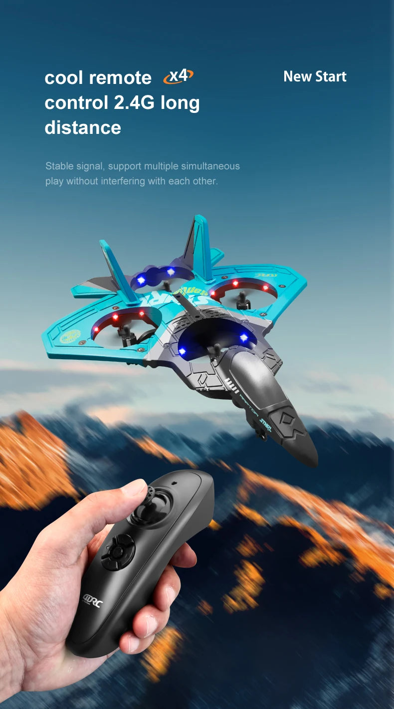 4DRC V17 RC Plane, cool remote (4 New Start control 2.4G long distance Stable signal, support multiple simultaneous play