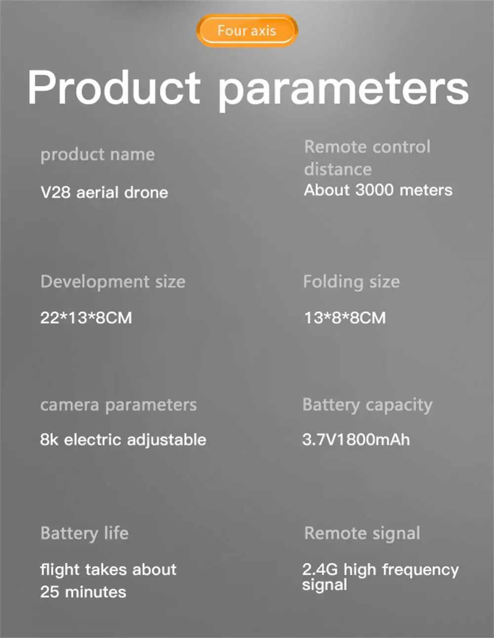 V28 Drone, aerial drone about 3000 meters development size folding size 22*13*