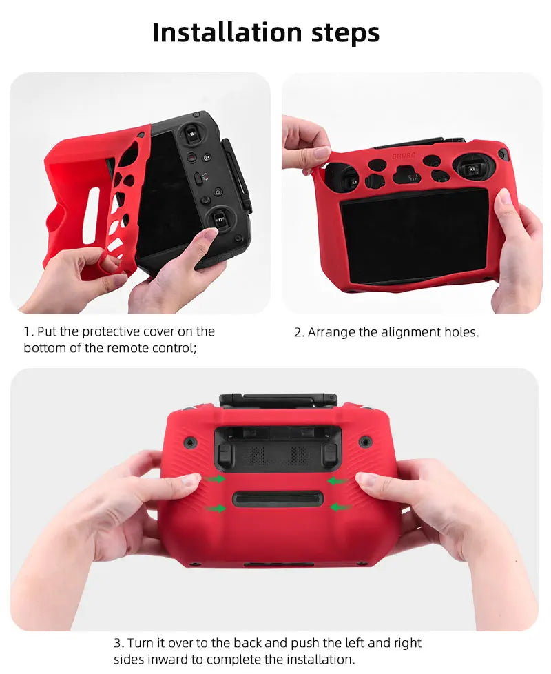 Silicone Case for DJI Mavic 3 Remote Controller, installation steps 1 . 2 . Arrange the alignment holes_ bottom of the remote control