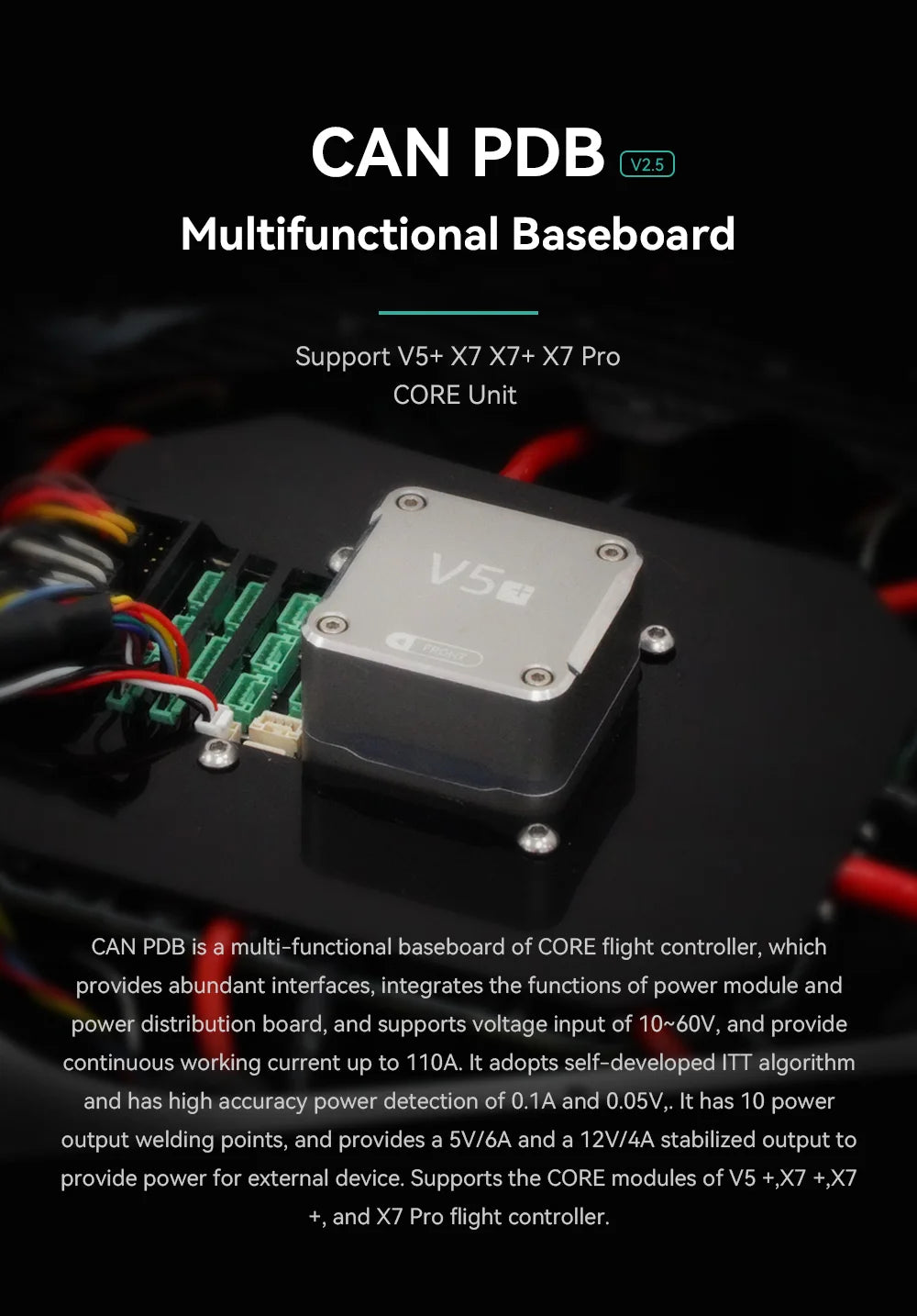 CUAV New CAN PDB Carrier Board, CAN PDB is a multi-functional baseboard of CORE flight controller .