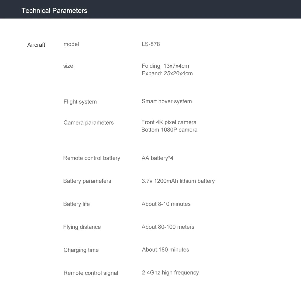 LS878 Drone, ls878 mini drone 4k hd dual camera