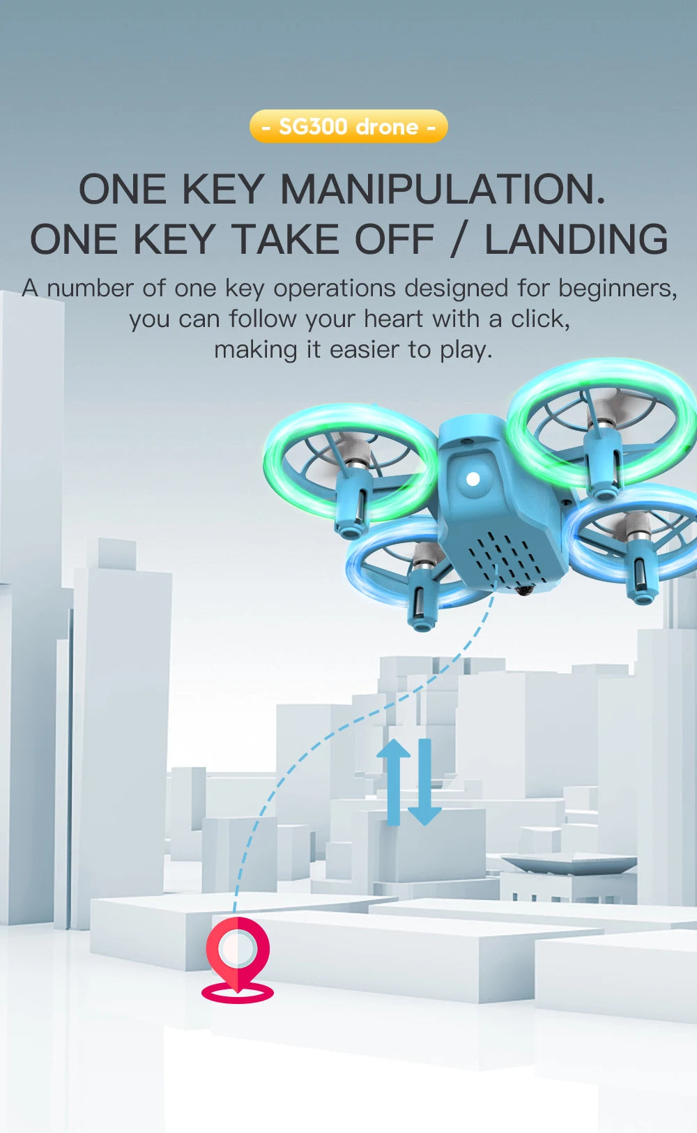 SG300/SG300S Mini Drone, one key take off / landing number of one operations designed for beginners