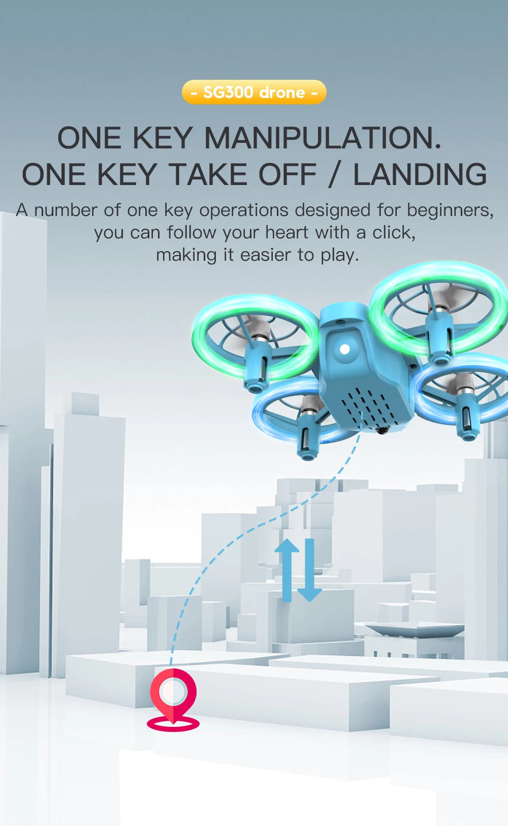 SG300/SG300S Mini Drone - Obstacle Avoidance Portable Dazzling Light Cool Remote Control Fancy Drone RC Toy for New Year Quadcopter 23 SG300/SG300S Mini Drone, one key take off / landing number of one operations designed for beginners