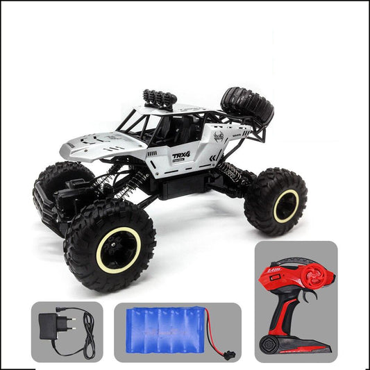 Rc カーリモートコントロールカーオフロードモンスタートラック、金属シェル 2WD デュアルモーター LED ヘッドライトロッククローラーのおもちゃ子供のギフト