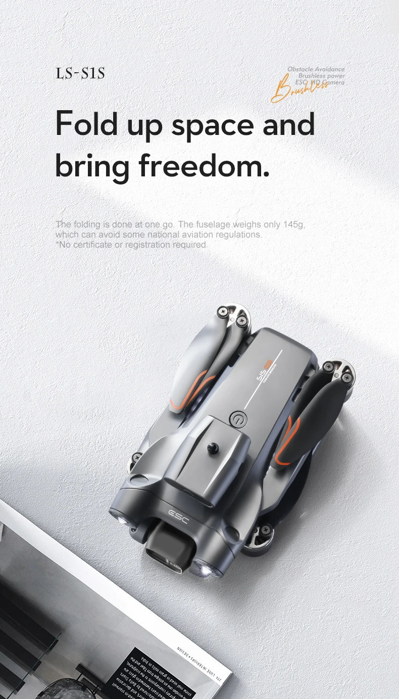 LSRC-S1S Drone - 2024 New RC Drone 145g 4K 8K HD Gimbal Anti-Shake Camera 360° Obstacle Avoidance One Key Takeoff Brushless Motor Quadcopter 26 LSRC-S1S Drone, the fuselage weighs only 145g, which can avoid some