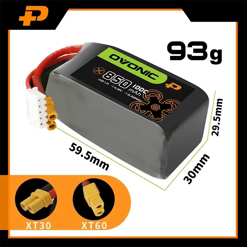 Ovonic 4s/6s 14.8V/22.2V 850mAh 100C LiPo Battery For Quadcopter