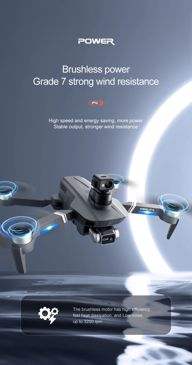 F4S Drone - 6K HD ESC Camera GPS WIFI FPV Brushless Obstacle Avoidance Four Axis Foldable Remote Control Helicopter Toy Boy Professional Camera Drone 22 F4S Drone, POWER Brushless power Grade 7 strong wind resistance Fu High speed and energy saving, more power