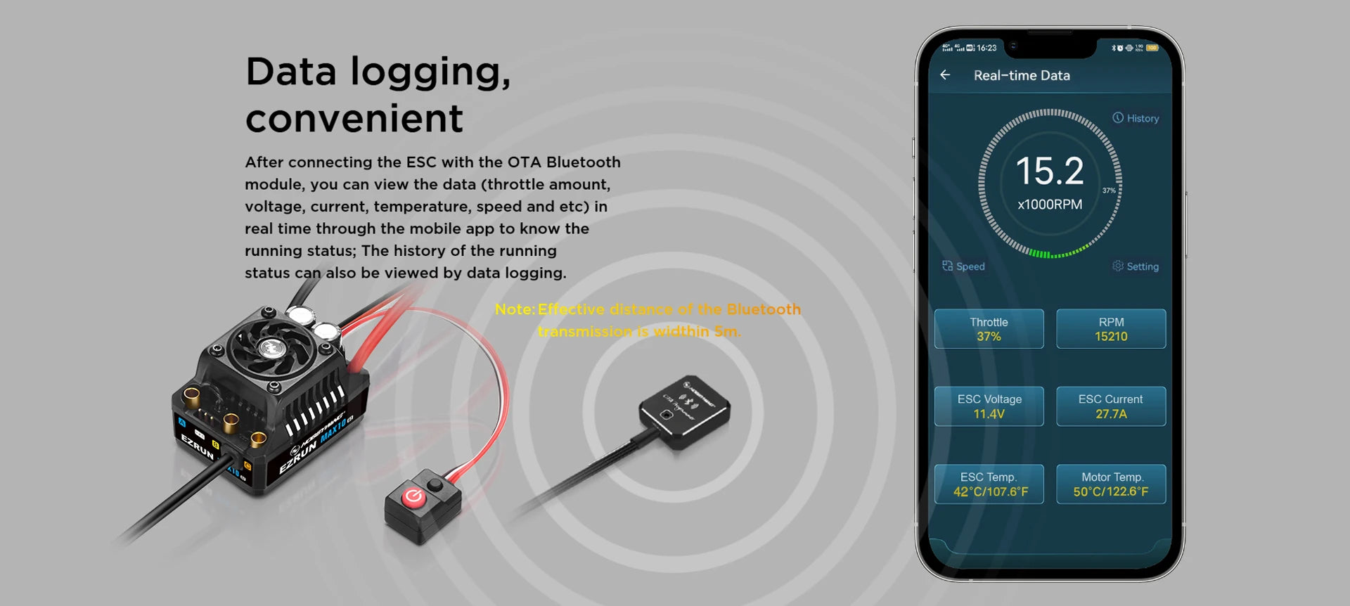 HobbyWing EZRUN MAX10 G2 ESC, EB Speed Setting S;sn ne Bluetooth Throttle RPM