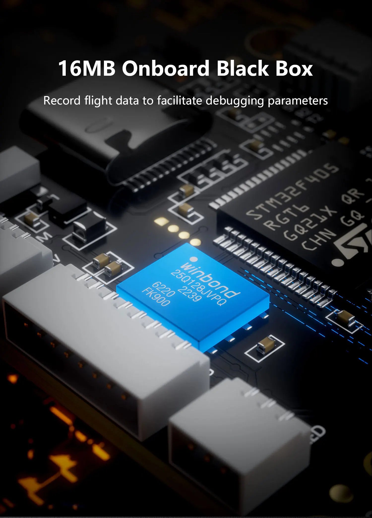 GEPRC TAKER F405 BLS 50A Stack, 16MB Onboard Black Box Record flight data to facilitate debugging parameters 0 5s