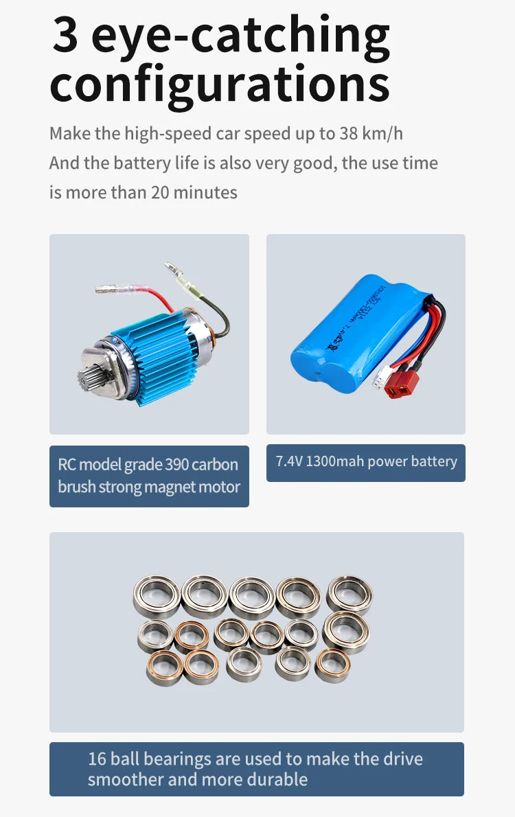 RCmodelgrade 390 carbon 7.4V 1300mah power battery brush strong