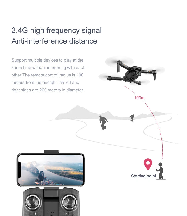 KBDFA XT6 Mini Drone, 2.4g high frequency signal anti-interference distance support multiple devices