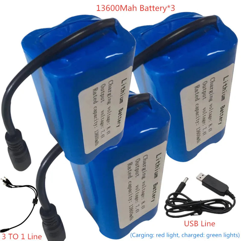 7.4V 13600Mah 6800Mah Battery, battery for t188 h18 C18 Bait Boat Battery Style7 :