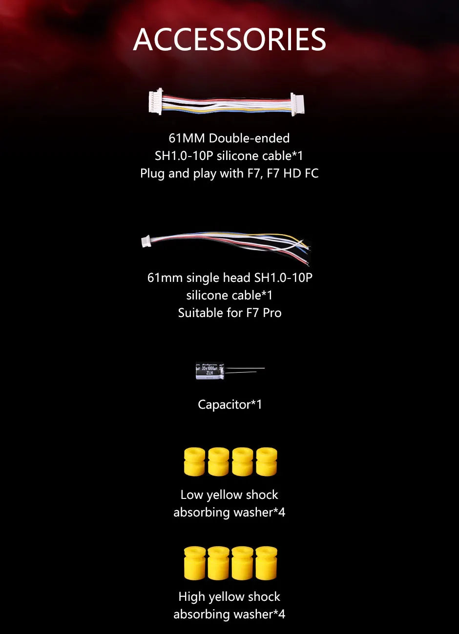T-MOTOR F55APROIII F55A PROIII 4IN1 ESC, ACCESSORIES 61MM Double-ended SH1.O-1OP silicone cable*