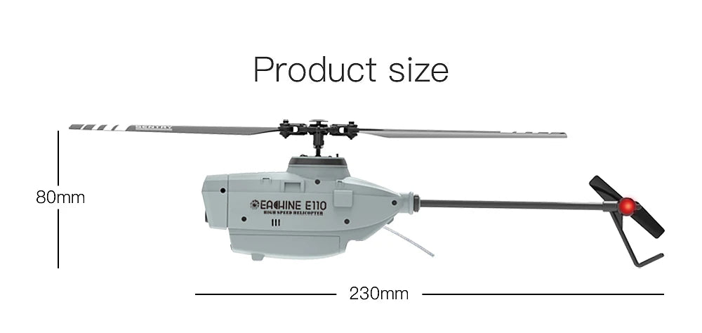 Eachine E110 RC Helicopter, Product size 8Omm 'EACHINE EliO 230