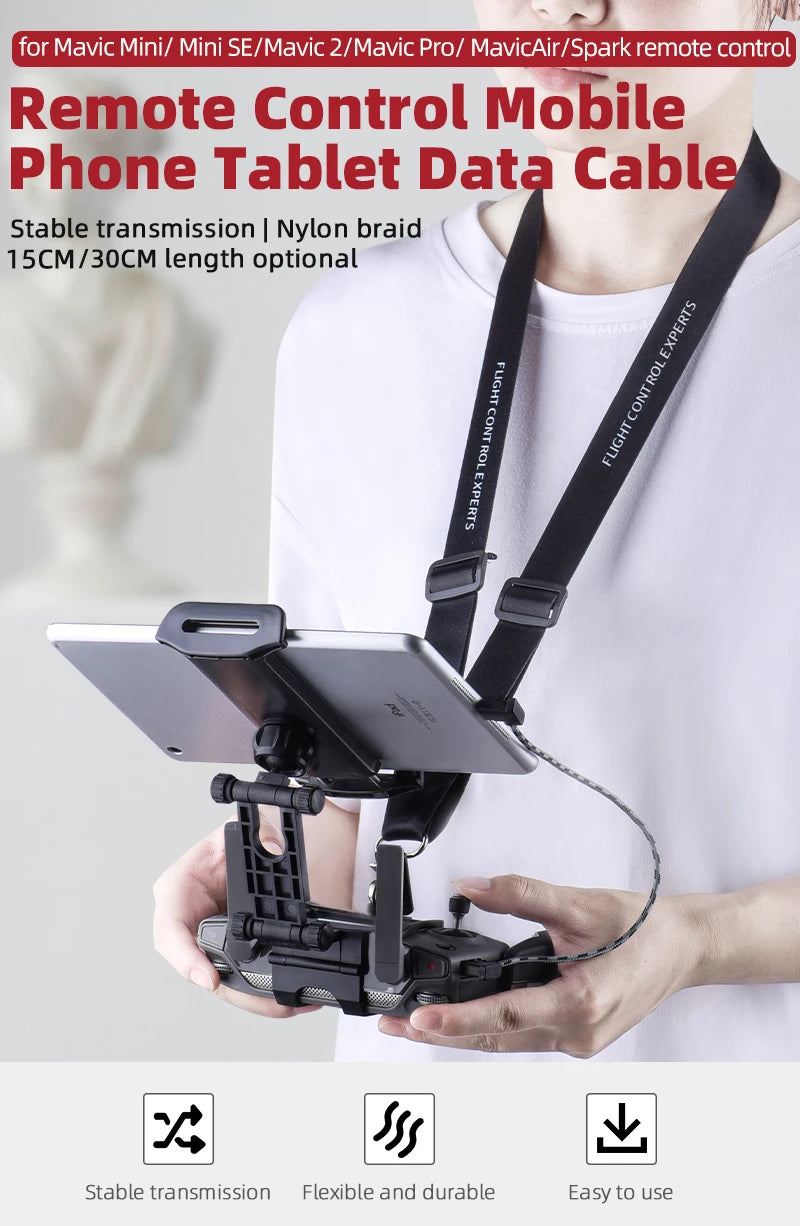 Remote Control Data Cable for DJI Mavic Mini/SE/Mavic 2/Mavic Pro/Air/Spark/Type-C Micro USB IOS connector line for Iphone/iPad 13 Mavic Mini/ Mini SE/Mavic 2/ Mavic Pro/ MavicAir