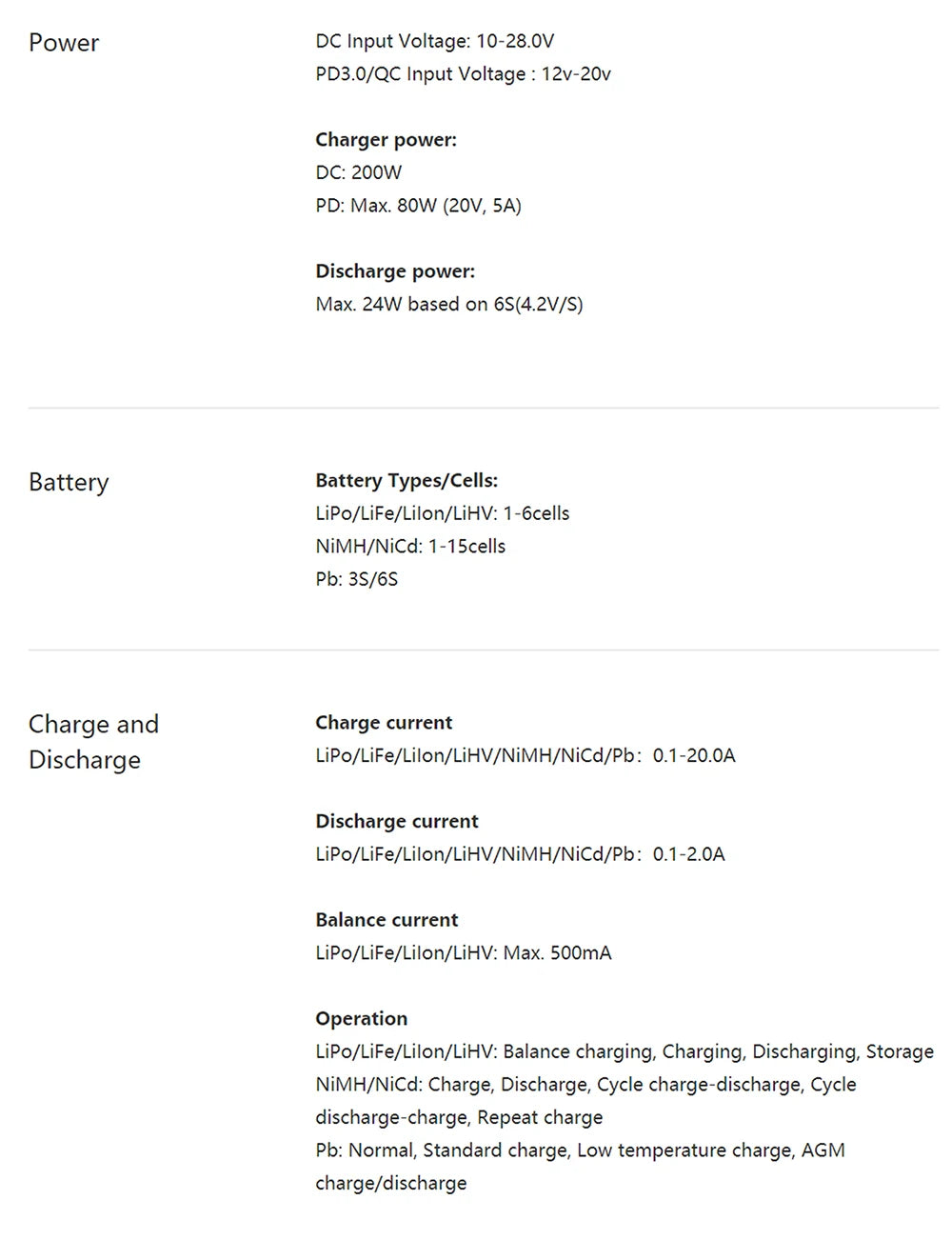 2023 SkyRC B6neo Smart Charger, Power DC Input Voltage: 10-28.0V PD3.O/QC Input
