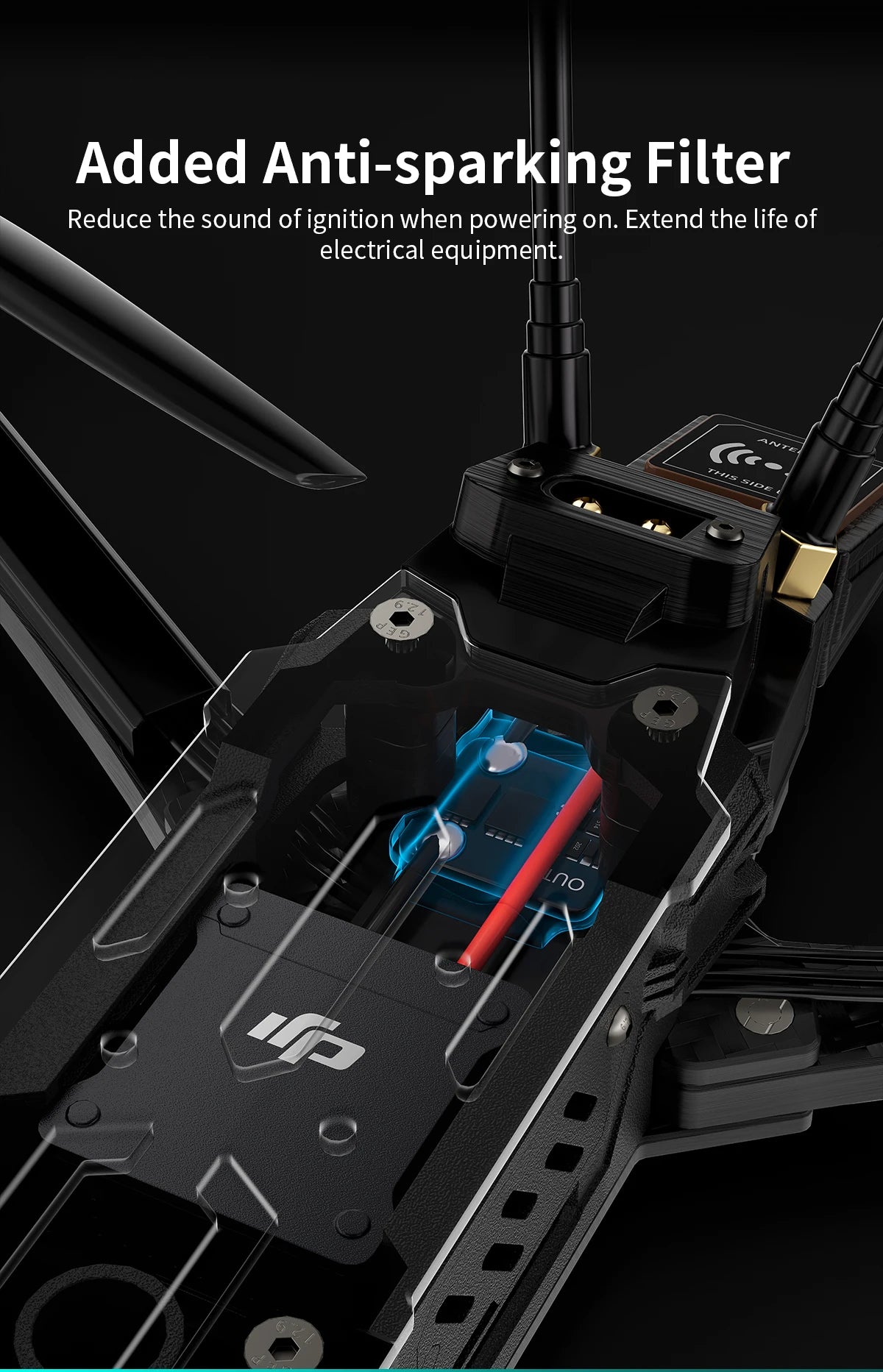 GEPRC MOZ7 Analog - Long Range FPV 7Inch 6S F722-HD-BT Built-in Bluetooth RC Quadcopter LongRange Freestyle Drone Racing Kit 17 GEPRC MOZ7 Analog - Long Range FPV, GEPRC MOZ7 Analog, Added Anti-sparking Filter Reduce the sound of ignition when powering on