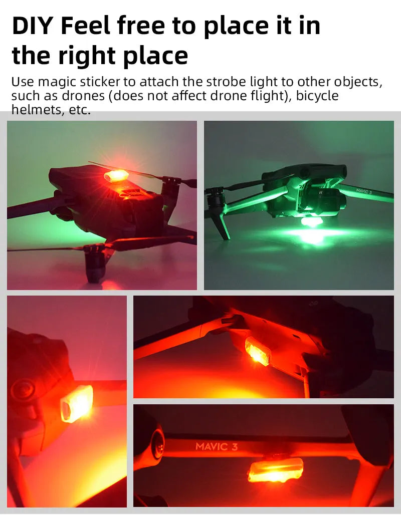 Strobe Light for Motorcycle/Bicycle/Drone Warning LED Light Turn signal lights USB Charging Anti-collision Accessories for DJI MINI 3 PRO 16 Strobe Light for Motorcycle/Bicycle