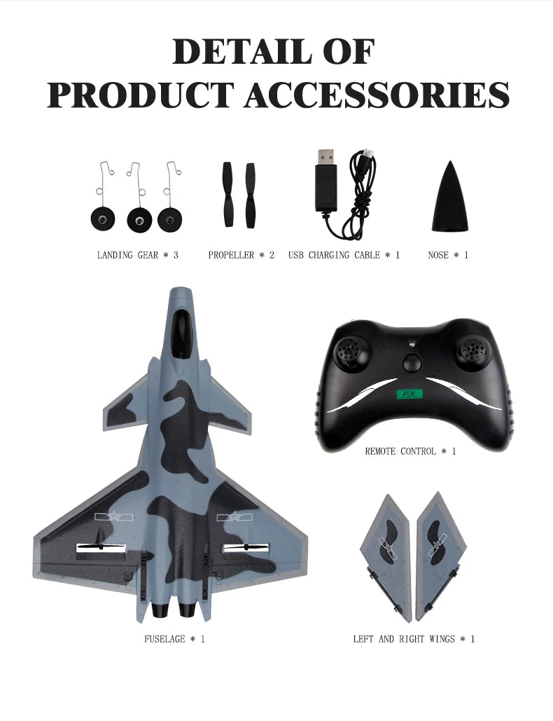 FX930 EPP Foam, LANDING GEAR PROPELLER USB CHARGLVG CABLE NOSE RE