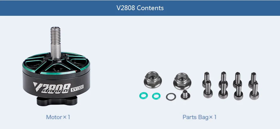 T-motor VELOX V2808 KV1300 KV1500 KV1950 3KG Thrust V series motor For FPV Racing Drone FPV Freestyle Frame 28 T-motor VELOX V2808 Motor SPECIFICATIONS Use