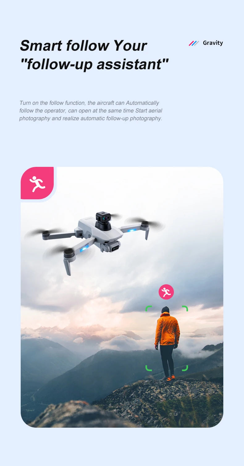 F8 GPS Drone - 2023 New Drone 6K HD Professional HD Camera GPS 5G WiFi FPV Drones Obstacle Avoidance Brushless Motor Quadcopter RC Helicopter Professional Camera Drone 30 F8 GPS Drone, turn on the follow function, the aircraft can Automatically follow the operator; can open at the