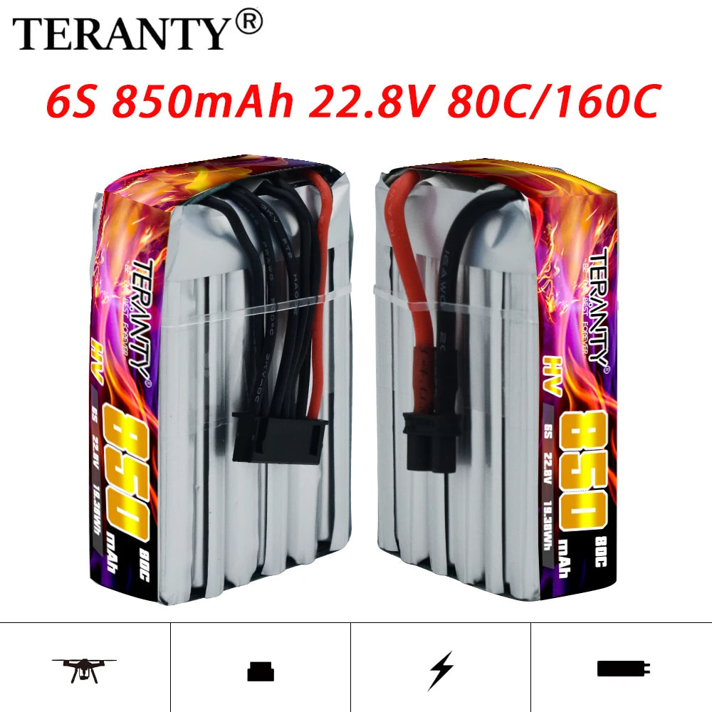 Teranty 6S HV 22.8V 850mAh 80/160C Lipo Battery for FPV Racing Battery