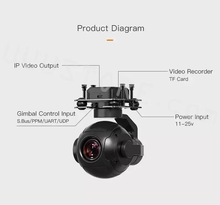 SIYI ZR10 2K 4MP QHD 30X Hybrid Zoom 3-Axis Stabilizer Gimbal Camera with 2560x1440 HDR Night Vision Lightweight 21 IP Video Output Recorder TF Card Gimbal Control Input Power Input S