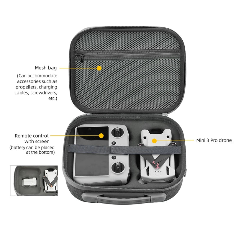 Storage Bag for DJI MINI 3 PRO - Shoulder Bag Backpack Travel Drone Body Remote Control RC-N1/DJI RC Carrying Case Accessories 17 Storage Bag for DJI MINI 3 PRO, bag can accommodate accessories such as propellers, charging cables, screwdrivers etc)