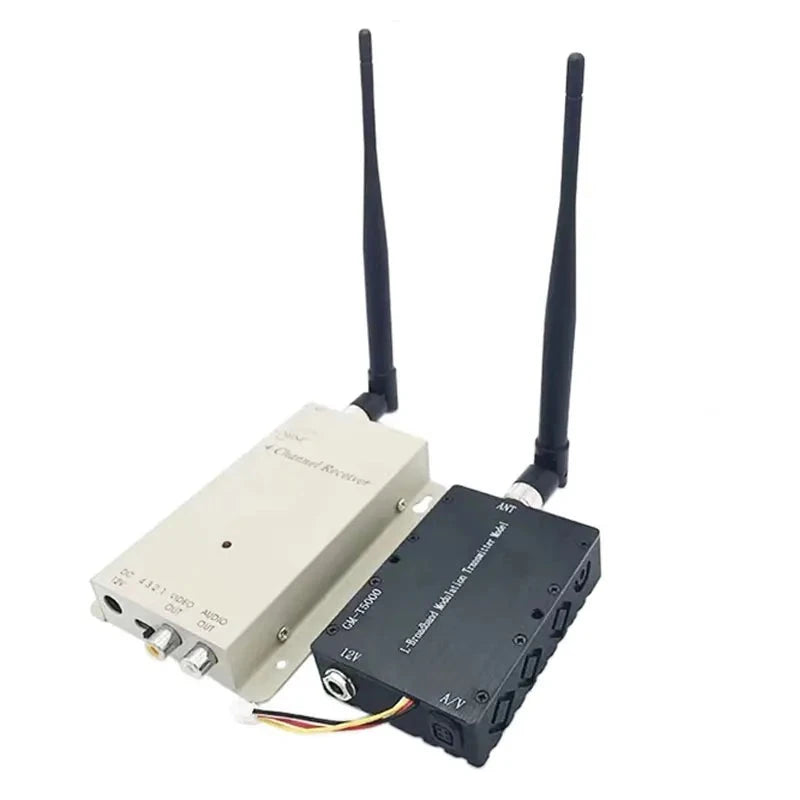 إرسال 1.2 جيجا هرتز 5000 ميجاوات - جهاز إرسال صوت فيديو AV لاسلكي 1.2 جرام 5 وات مع جهاز استقبال 1.2 جيجا هوائي عالي الكسب طويل المدى