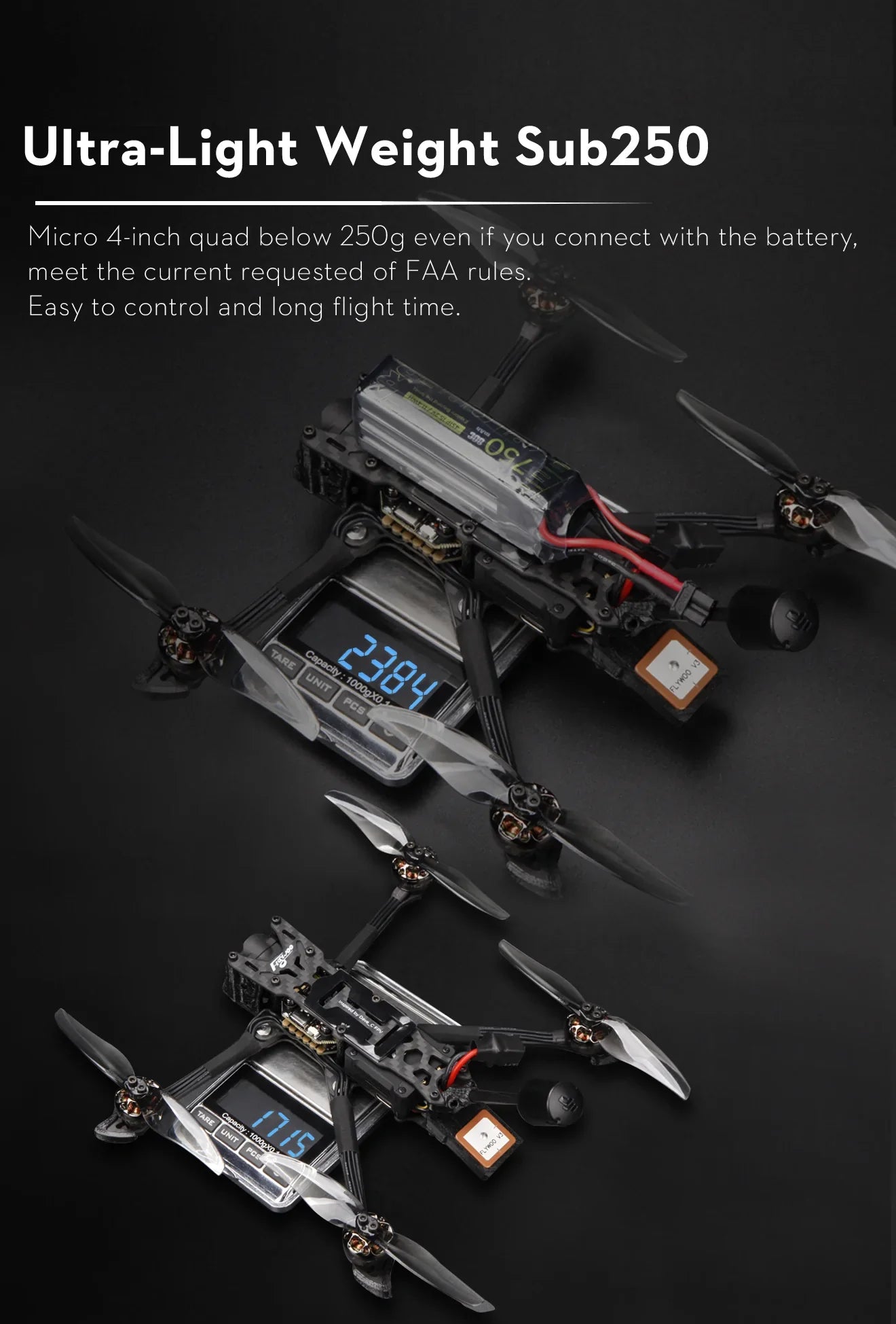 sub250 micro 4-inch quad below even if you connect with the battery, meet the current