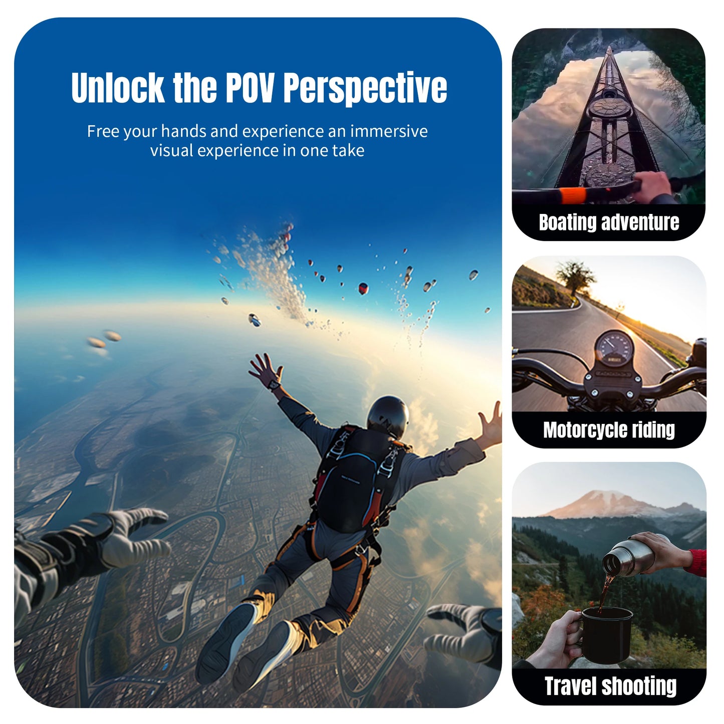 STARTRC Neck Hanging Mount Bracket, Experience immersive, hands-free POV in boating, motorcycle riding, and travel scenarios.