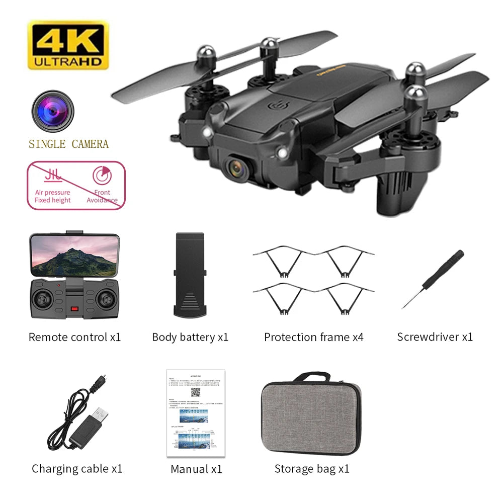S27 Drone - RC Quadcopter Helicopter with 4K HD Camera Optical flow WIFI FPV Racing Dron Wide Angle Foldable Toy RTF 21 S27 Drone, 4k ultrahd single camera air pressure front fixed height avoidance