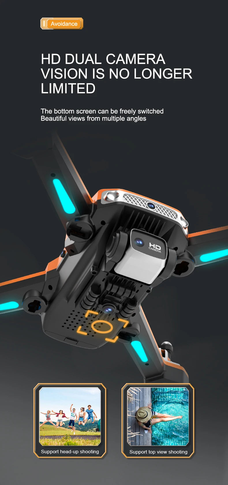 A19 Pro Drone - 2023 New GPS Professionele Dual Hd Camera Optische Stroom Positionering Vermijden Opvouwbare Quadcopter Rc Speelgoed 19 A19 Pro Drone, avoidance hd dual camera vision is no longer limited the bottom