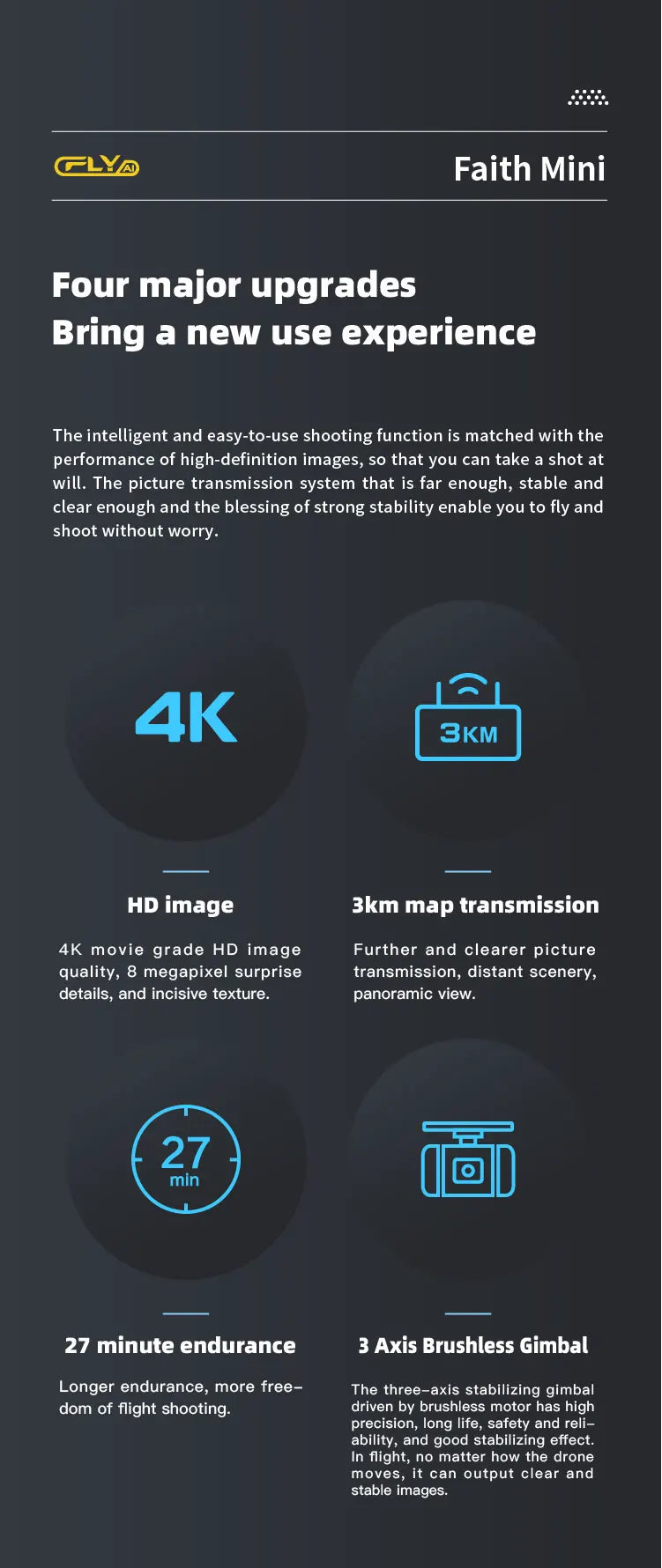 CFLY Faith MINI Drone - 230g GPS Drone With 4K HD Camera 3-Axis Gimbal Professional RC Quadcopter 26min Flight 3KM MINI Helicopter 11 CFLY Faith MINI Drone, AK 3KM HD image 3km map transmission 4K movie grade HD image Further and clear