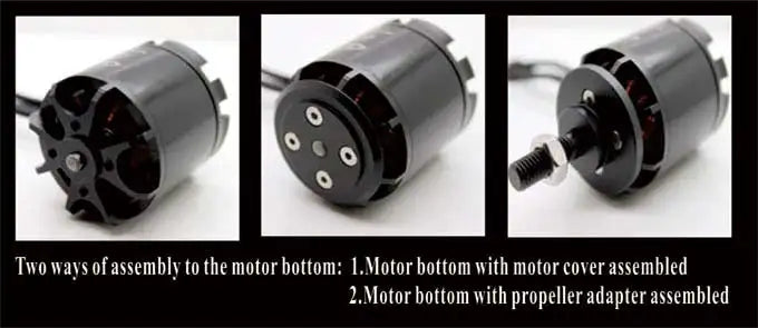 EMAX GT5345 Motor. two ways of assembly to the motor bottom: .Motor botton with