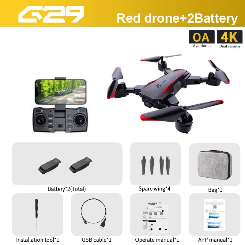 G29 Drone, 625 Red drone+2Battery OA 4K Avoid