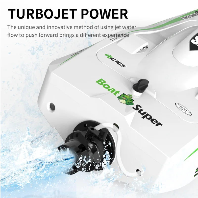 Introducing TX768 RC Boat, a high-speed brushless jet speedboat reaching speeds up to 30 km/H with a range of ≥250 m.