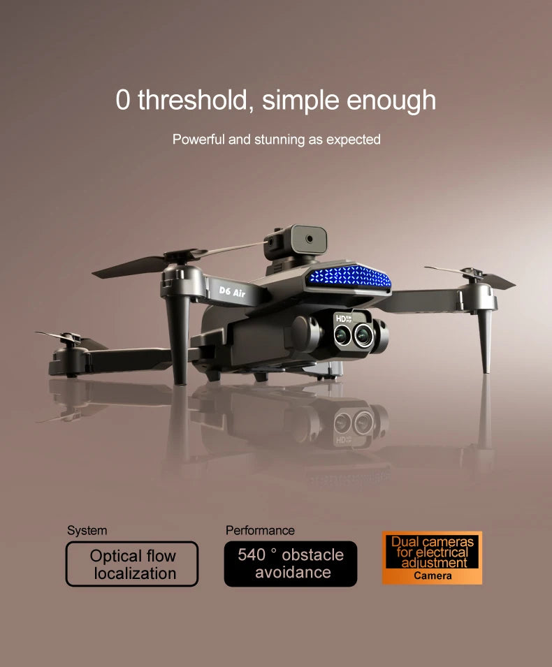 D6 Drone - 8K Professional Dual Camera, d6 drone, d6 air system performance dual cameras optical flow 540 obstacle for